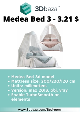 Medea Bed 3 - Download single and doudle beds 3d model