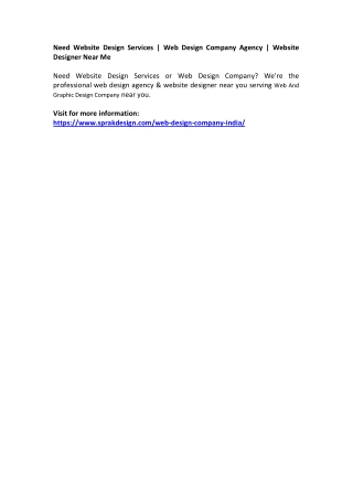 Need Website Design Services | Web Design Company Agency