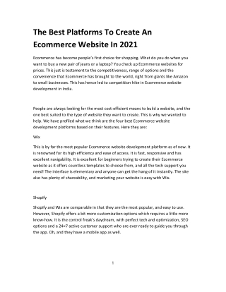 The Best Platforms To Create An Ecommerce Website In 2021