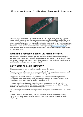 Focusrite Scarlett 2i2 Review Best audio interface