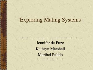 Exploring Mating Systems