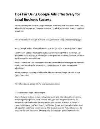 Tips For Using Google Ads Effectively for Local Business Success