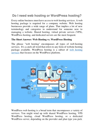 Do I need web hosting or WordPress hosting