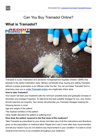 Can You Buy Tramadol Online today