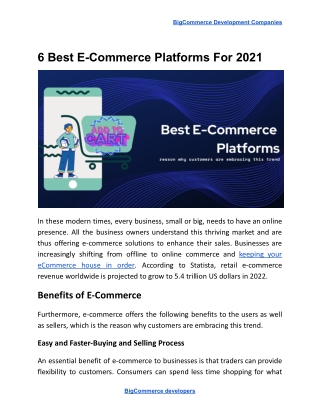 6 Best E-Commerce Platforms For 2021