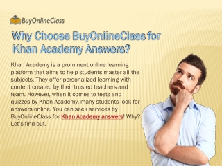 Why Choose BuyOnlineClass for Khan Academy Answers