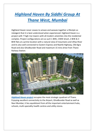 Highland Haven By Siddhi Group At Thane West, Mumbai