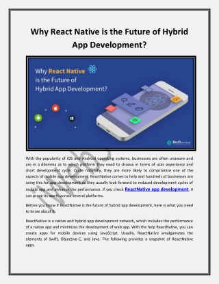 Why React Native is the Future of Hybrid App Development - iWebServices