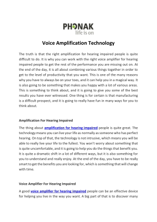 Voice Amplification Technology