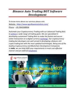 Binance Auto Trading BOT Software Development