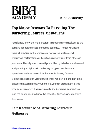 Top Major Reasons To Pursuing The Barbering Courses Melbourne