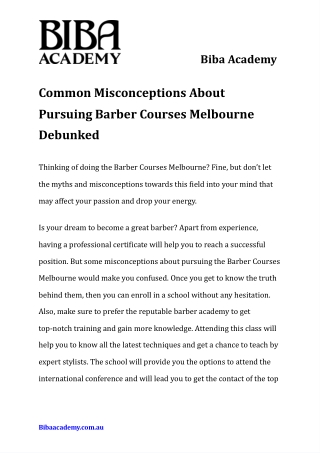 Common Misconceptions About Pursuing Barber Courses Melbourne Debunked