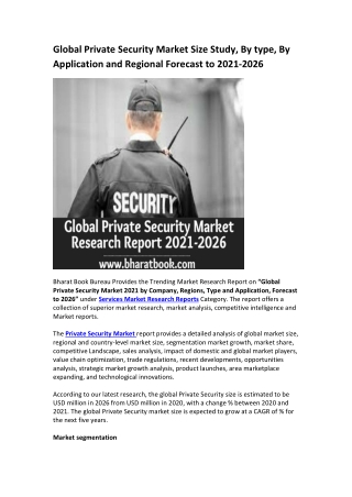 Global Private Security Market Research Report 2021-2026