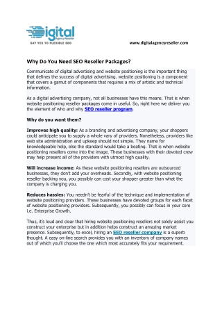 Buy SEO Reseller packages