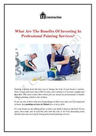 The Best Painting Services In Miami - EZ Construction