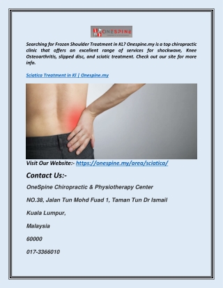 Sciatica Treatment in Kl | Onespine.my