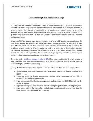 Understanding Blood Pressure Readings