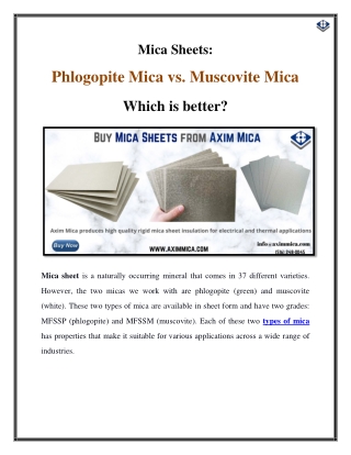 Mica Sheet  Phlogopite Mica vs. Muscovite Mica Which is better