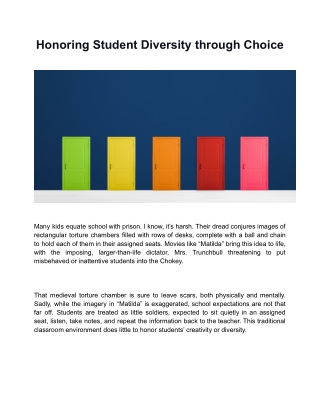 Honoring Student Diversity through Choice
