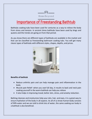 Importance of Freestanding Bathtub