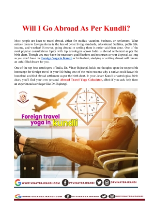 Will I Go Abroad As Per Kundli
