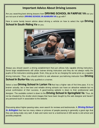 Important Advice About Driving Lessons