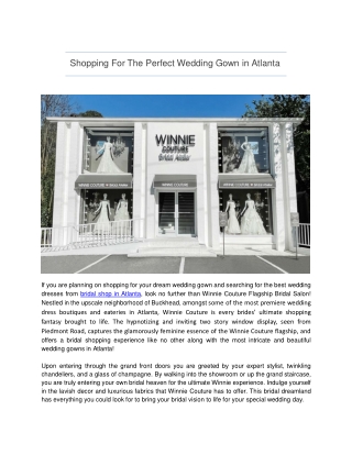 Shopping For The Perfect Wedding Gown in Atlanta