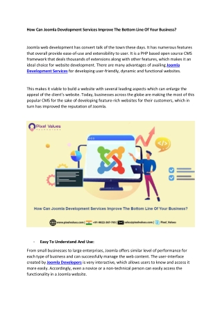 How Can Joomla Web Development Services Improve the Bottom Line of Your Business