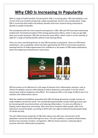 Why CBD Is Increasing In Popularity