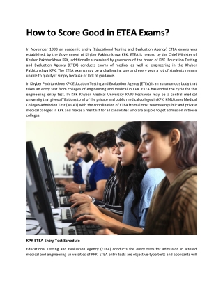 How to Score Good in ETEA Result