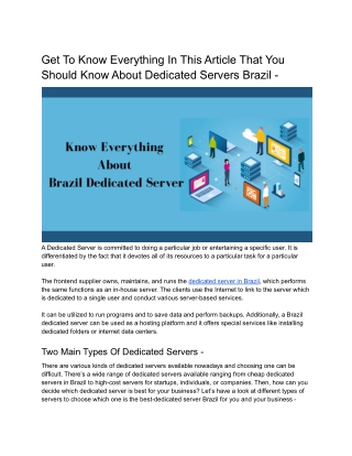 Know Everything About Brazil Dedicated Servers