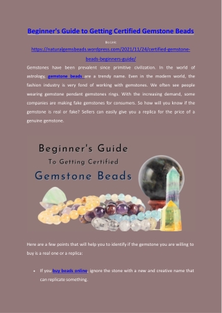 Beginner's Guide to Getting Certified Gemstone Beads