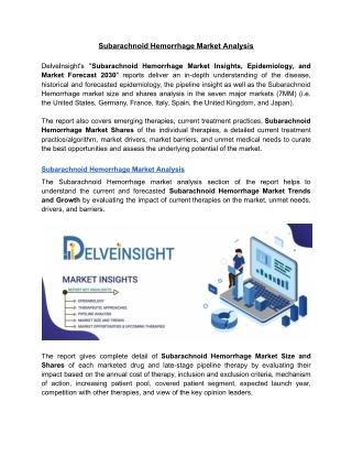 Subarachnoid Hemorrhage Market Outlook