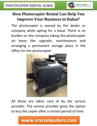 How Photocopier Rental Can Help You Improve Your Business in Dubai?