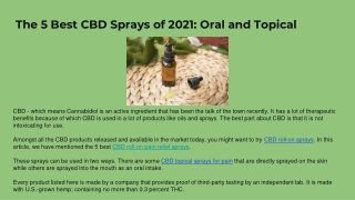 The 5 Best CBD Sprays of 2021 Oral and Topical