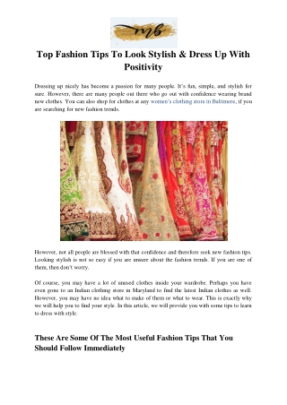 Top Fashion Tips To Look Stylish & Dress Up With Positivity
