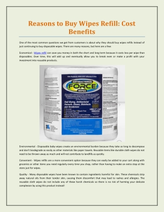 Reasons to Buy Wipes Refill: Cost Benefits