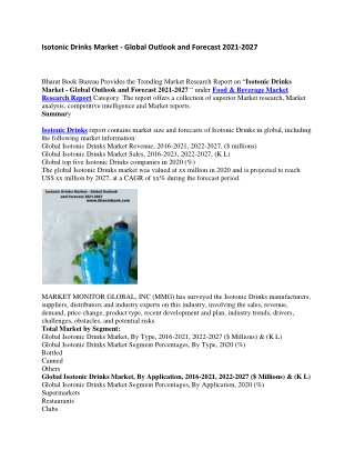 Isotonic Drinks Market - Global Outlook and Forecast 2021-2027-converted