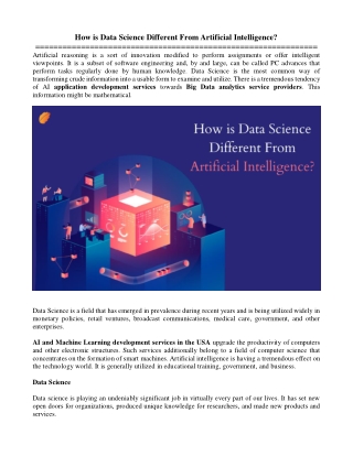 How is Data Science Different From Artificial Intelligence