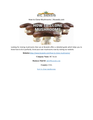 How to Clone Mushrooms