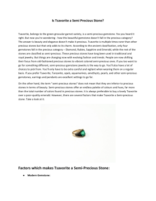 Is Tsavorite a Semi Precious Stone