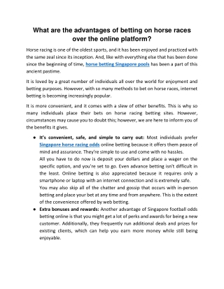 What are the advantages of betting on horse races over the online platform?