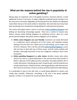 What are the reasons behind the rise in popularity of online gambling?