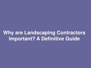 Why are Landscaping Contractors Important? A Definitive Guide