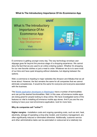 What Is The Introductory Importance Of An Ecommerce App