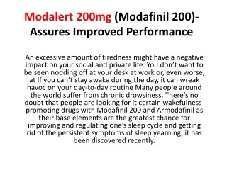 Modalert 200mg (Modafinil 200)-Assures Improved Performance