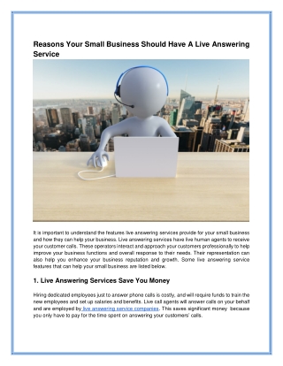 Why Your Small Business Should Have A Live Answering Service?