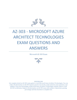 AZ-303 - Microsoft Azure Architect Technologies Exam Questions and Answers