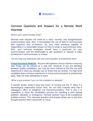 Common Questions and Answers for a Remote Work Interview