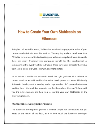 How to Create Your Own Stablecoin on Ethereum